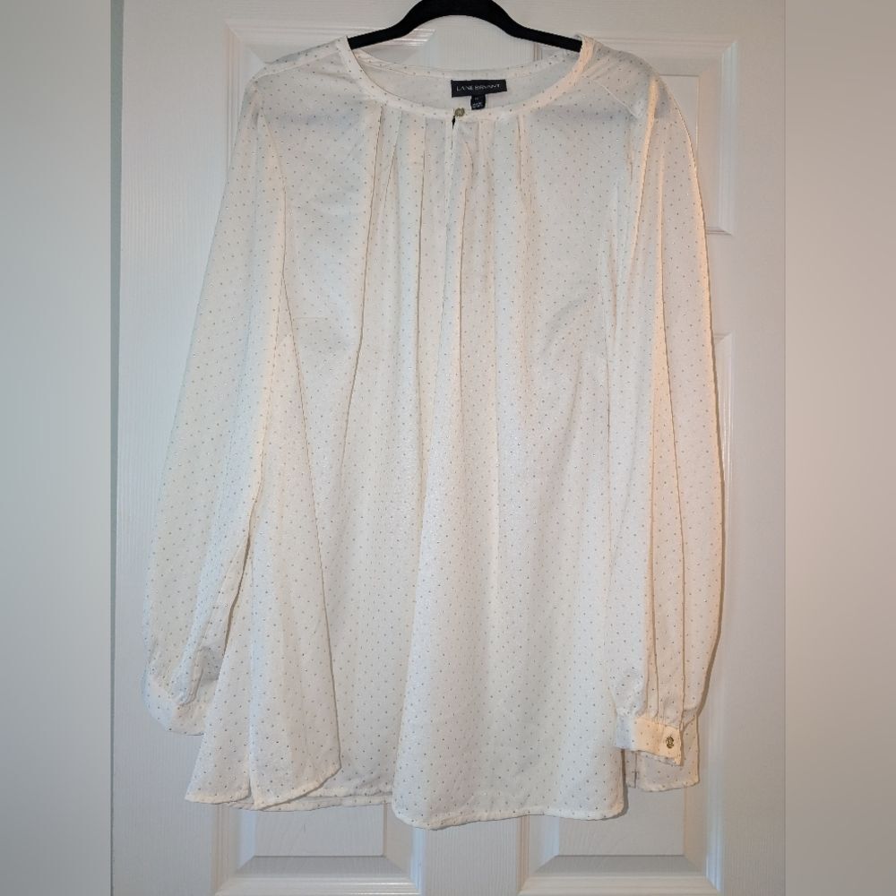 Lane Bryant Cream Blouse with Gold Dots size 24 NWT